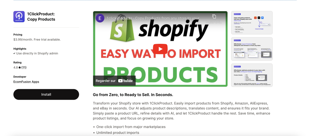 Easily Import Ebay Products to Shopify with 1ClickProduct